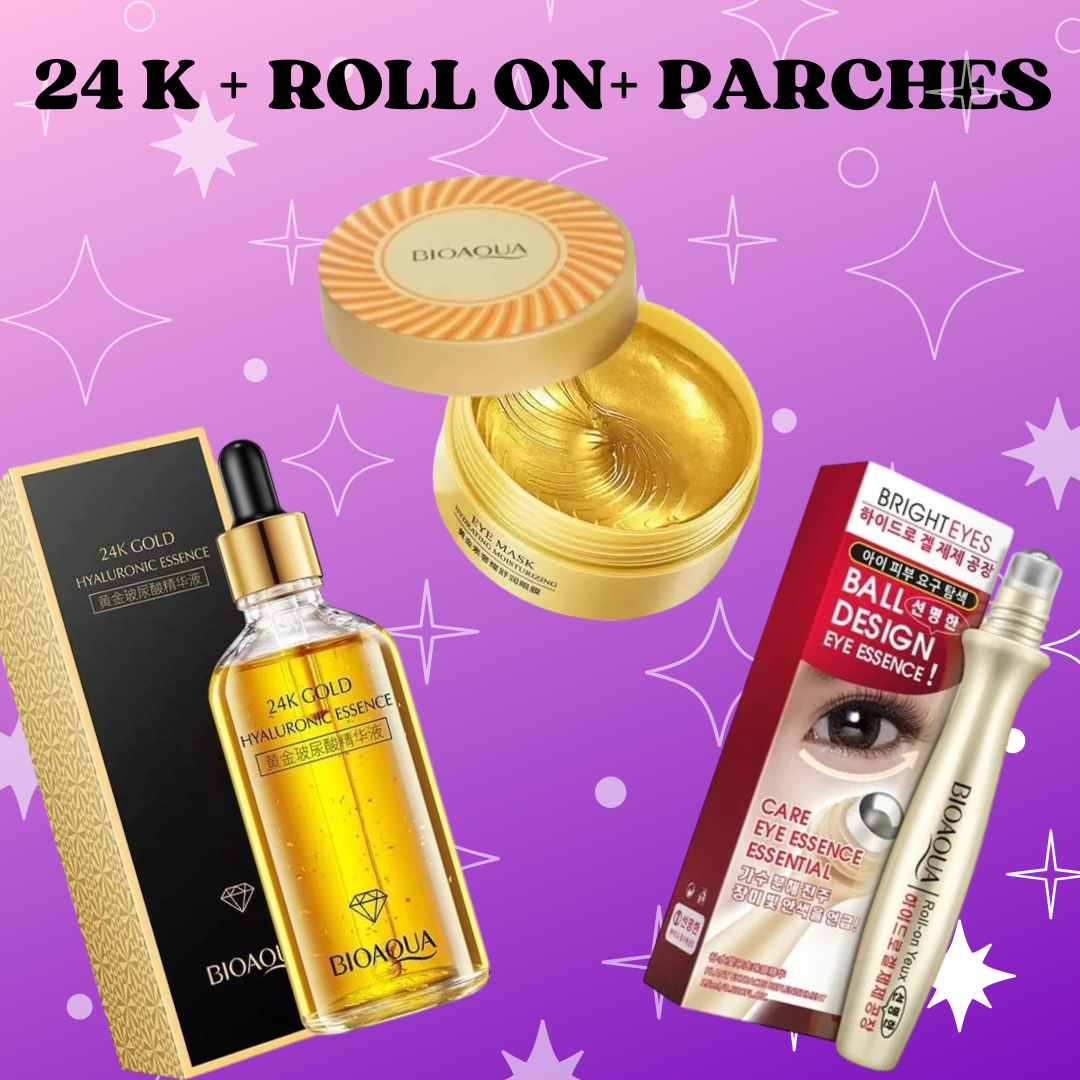 COMBO SERUM 24K PARCHES DE ORO Y ROLL ON